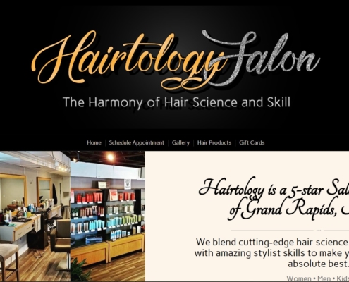 Hairtology Salon Website Design by Purple Gen - Purple-Gen.com
